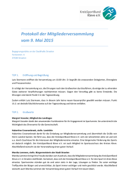 Protokoll der Mitgliederversammlung vom 9. Mai 2015