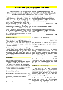 Taxitarif und Betriebsordnung Stuttgart - Stuttgarter-Taxi