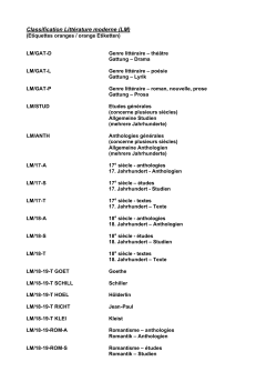 Classification Littérature moderne (LM)