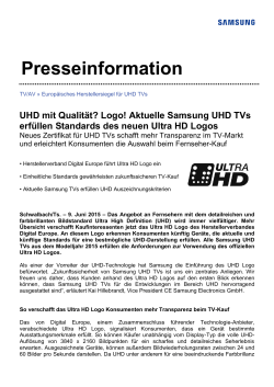 Aktuelle Samsung UHD TVs erfüllen Standards des neuen Ultra HD