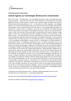 Globale Agenda zur nachhaltigen Bio&ouml;konomie verabschiedet