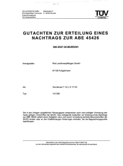 gutachten zur erteilung eines nachtrags zur abe
