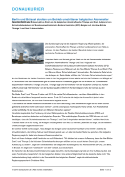 Bundesregierung: Belgische Reaktoren vorübergehend