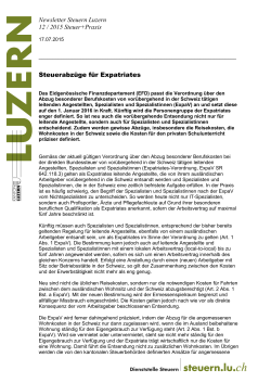 Newsletter Steuern Luzern 12 / 2015 Steuer+Praxis Steuerabzüge