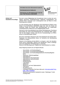 Informationsblatt des Gesundheitsamtes