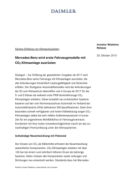 IR Release: Mercedes-Benz wird erste Fahrzeugmodelle
