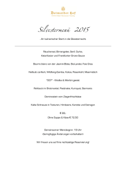 Ihr kulinarischer Start in die Silvesternacht. Räucheraal, Birnengelee