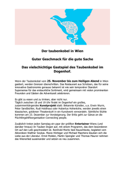 Der taubenkobel in Wien Guter Geschmack für die gute Sache Das