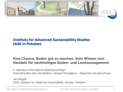 Institute for Advanced Sustainability Studies IASS in Potsdam Eine