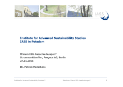 Institute for Advanced Sustainability Studies IASS in Potsdam