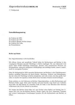 Entschließungsantrag - Abgeordnetenhaus von Berlin