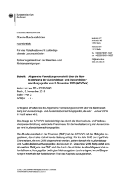 Auslandsreisekostensätze ab 01.01.2016