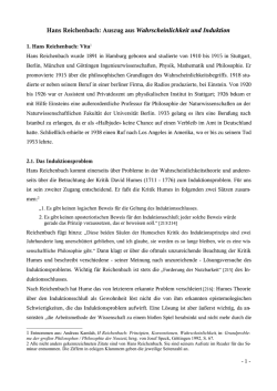 Hans Reichenbach: Auszug aus Wahrscheinlichkeit und Induktion