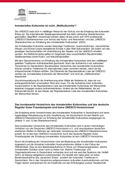 Immaterielles Kulturerbe ist nicht &bdquo;Weltkulturerbe&ldquo;!