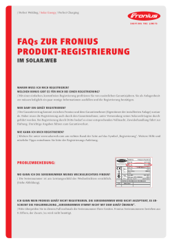 FAQs ZUR FRONIUS PRODUKT