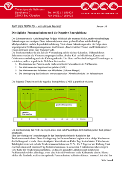 Die t&auml;gliche Futteraufnahme und die Negative Energiebilanz