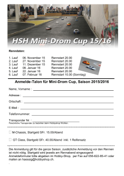 Anmelde-Talon für Mini-Drom Cup, Saison 2015/2016