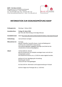 information zur eignungspr&uuml;fung bakip