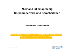 Niemand ist einsprachig Sprachrepertoire und Spracherleben