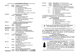 Gottesdienstordnung SA 05.12. 14.00 h Tauffeier f&uuml;r Milo Alessio
