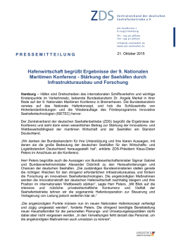 Hafenwirtschaft begr&uuml;&szlig;t Ergebnisse der 9. Nationalen Maritimen