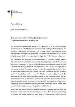 Pressemitteilung Berlin, 19. November 2015 Nationaler