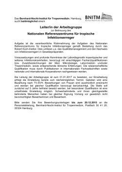 Nationalen Referenzzentrums für tropische Infektionserreger