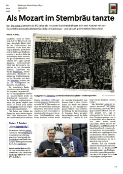 Salzburger Nachrichten, 05.05.2015. "Als Mozart im Sternbräu tanzte"