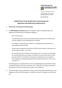 Förderkriterien MWK AGVO - Oldenburgische Landschaft