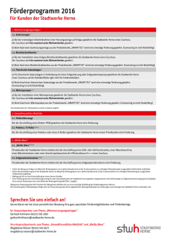 Förderprogramm 2016 - Stadtwerke Herne AG