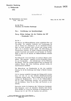 Deutscher Bundestag 2. Wahlperiode 1953 Drucksache 1431 Betr