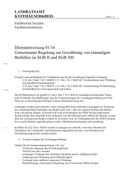 Dienstanweisung 01/16 Gemeinsame Regelung zur Gewährung