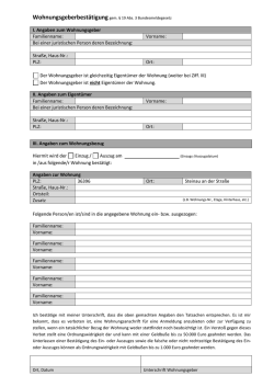 I. Angaben zum Wohnungsgeber Familienname: Vorname: Bei einer