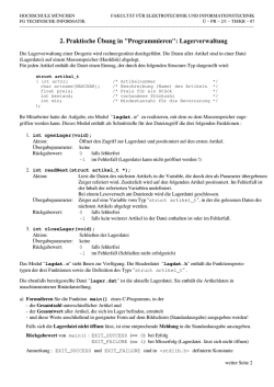 2. Praktische Übung in "Programmieren": Lagerverwaltung