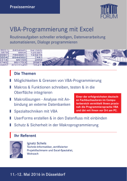 VBA-Programmierung mit Excel - FORUM · Institut für Management GmbH