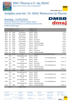 Zeitplan Sonntag - des MSC Thurm eV