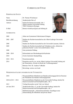 CV Wischmeyer - Rechtswissenschaftliche Fakultät