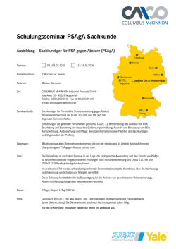 Schulungsseminar PSA 2016