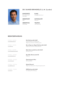 DR. RAINER BRINSKELE LL.M. (London) BERUFSERFAHRUNG