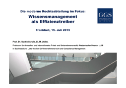 BUJ - Wissensmanagement als Effizienztreiber Prof. M. Schulz