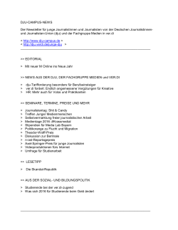 DJU-CAMPUS-NEWS Der Newsletter f&uuml;r junge Journalistinnen und