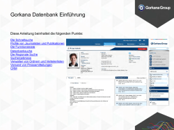 Gorkana Datenbank Einf&uuml;hrung