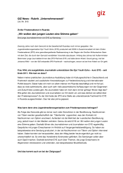 Interview_ZFD in Ruanda - ZFD Ziviler Friedensdienst