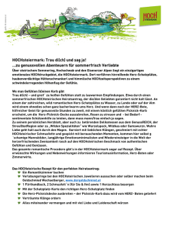 HOCHsteiermark: Trau di(ch) und sag ja! &hellip;zu genussvollen