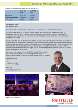 Newsletter der Raiffeisenbank Thunersee, Oktober 2015