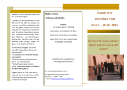 Gospelchor Workshop vom 04.07. &ndash; 05.07.2015