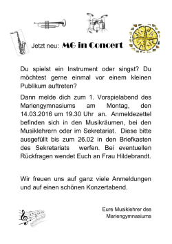 Jetzt neu: MG in Concert - Mariengymnasium Papenburg
