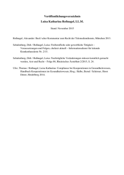Veröffentlichungsverzeichnis Luisa Katharina Roßnagel, LL.M.