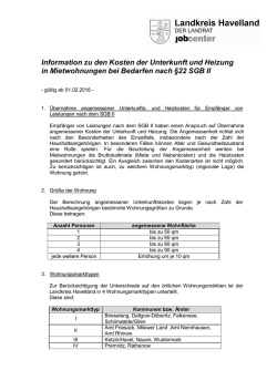 Infoblatt zu Kosten der Unterkunft und Heizung 2016