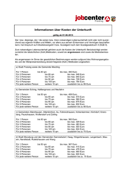 Informationen &uuml;ber Unterkunftskosten und Sozialhilfe
